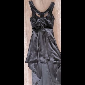 Nasty Gal Reverse Cutout High-Low Black Dress